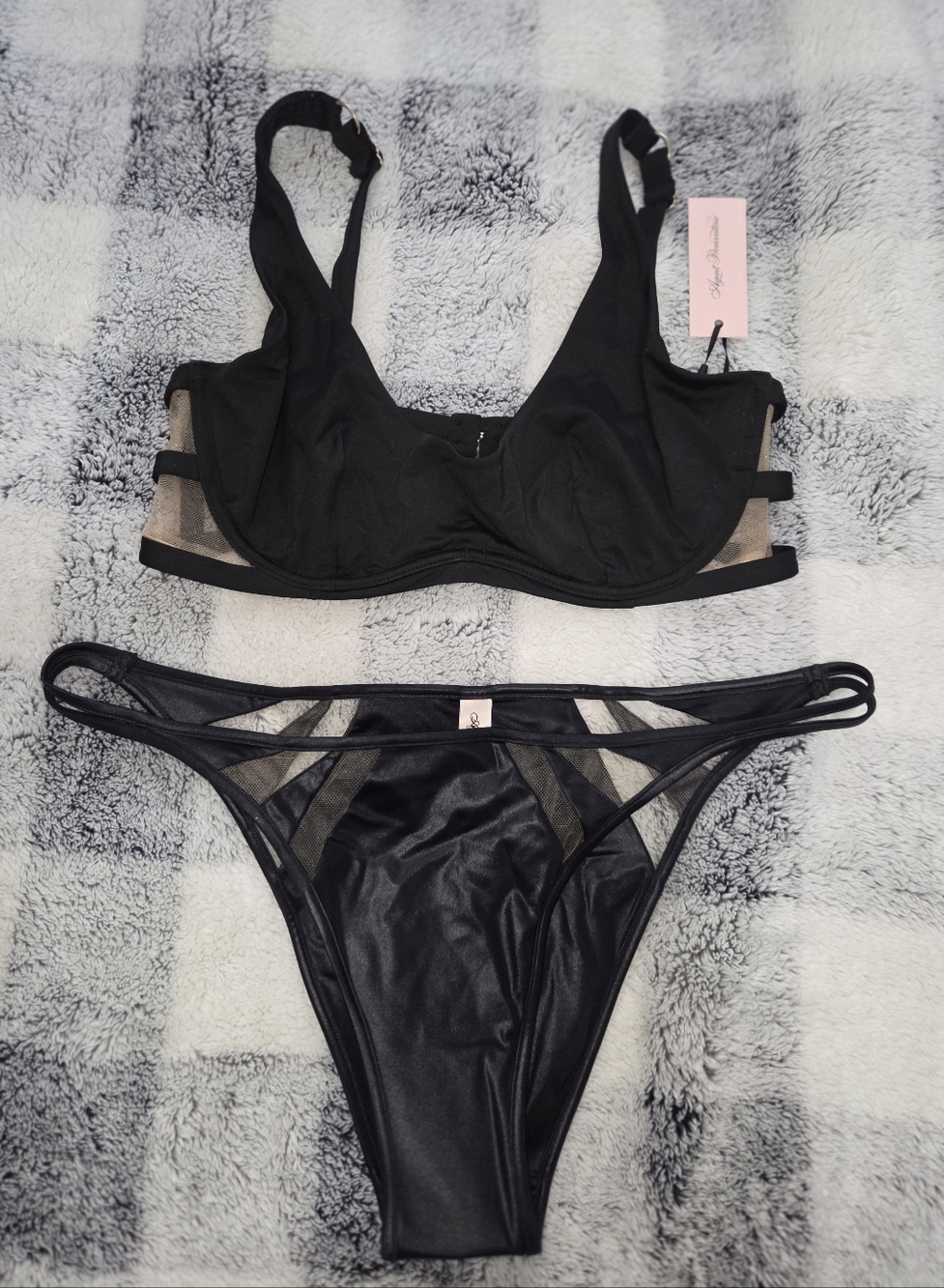 Agent Provocateur Black Bikini with Mesh Accents 34D  Large